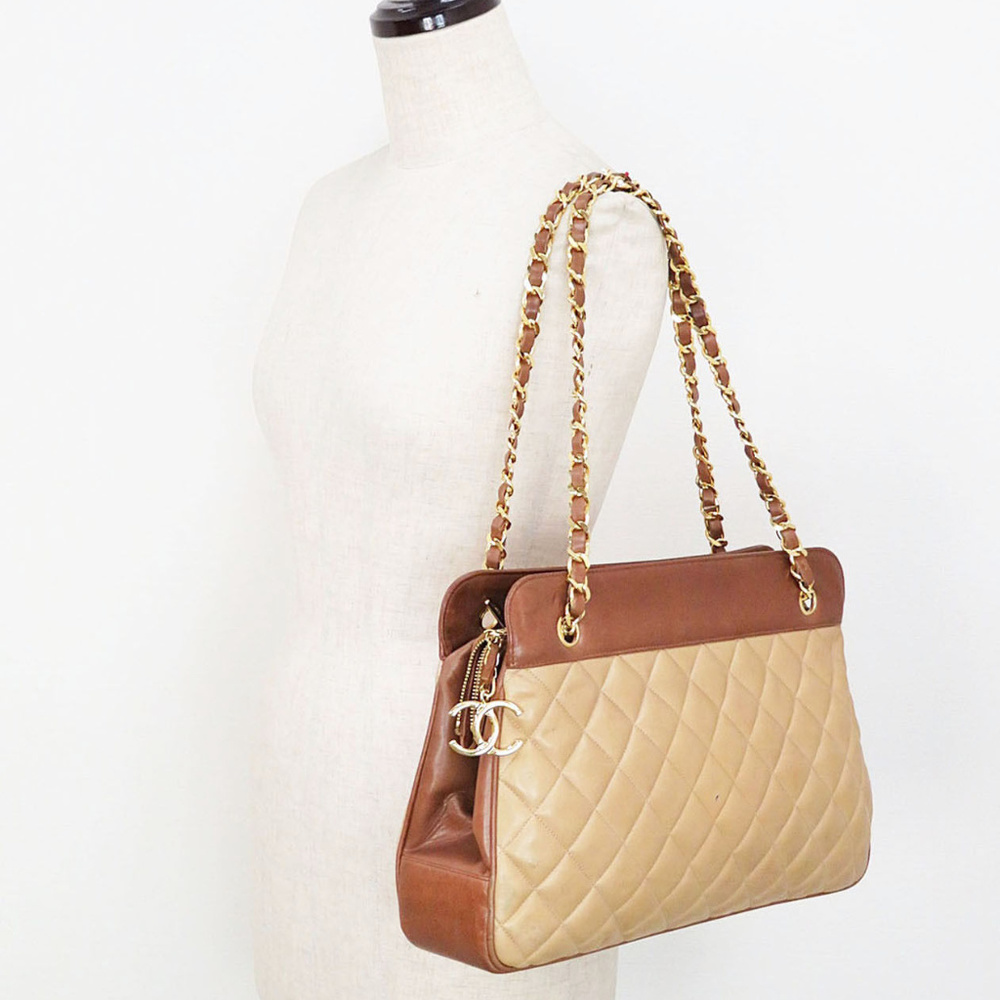 Chanel Timeless Leather Gold Chain Shoulder Beige - Picture 2 of 8